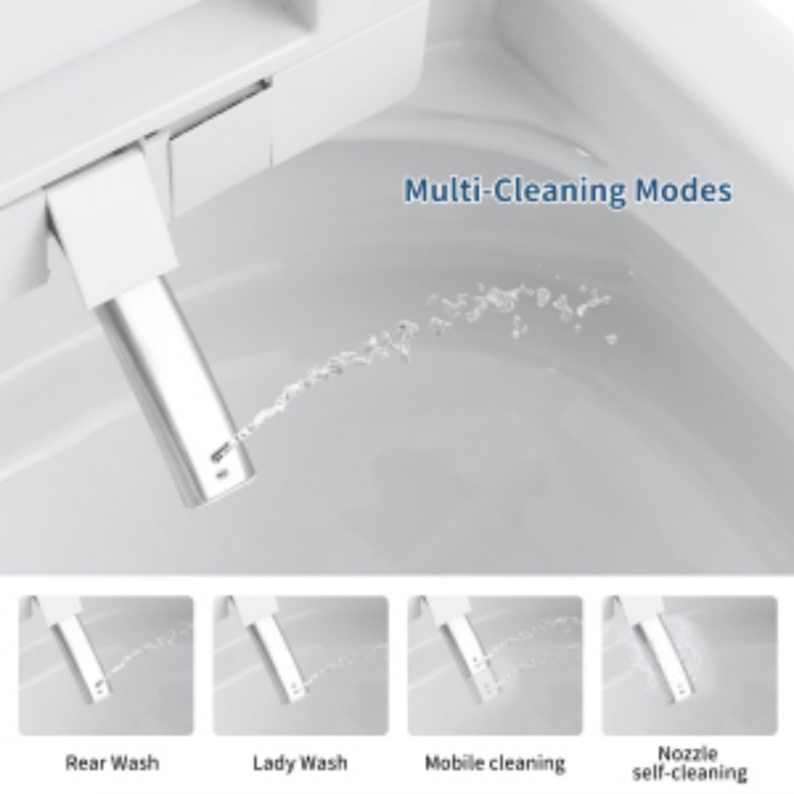 Tankless Smart Toilet With Bidet Built In, 1 Piece, Auto Flush, Auto Open / Close, Heated Seat, Bubble Wash, Warm Water And Dry, Adjustable Temp, Remote Control Side Know - White - Image 8