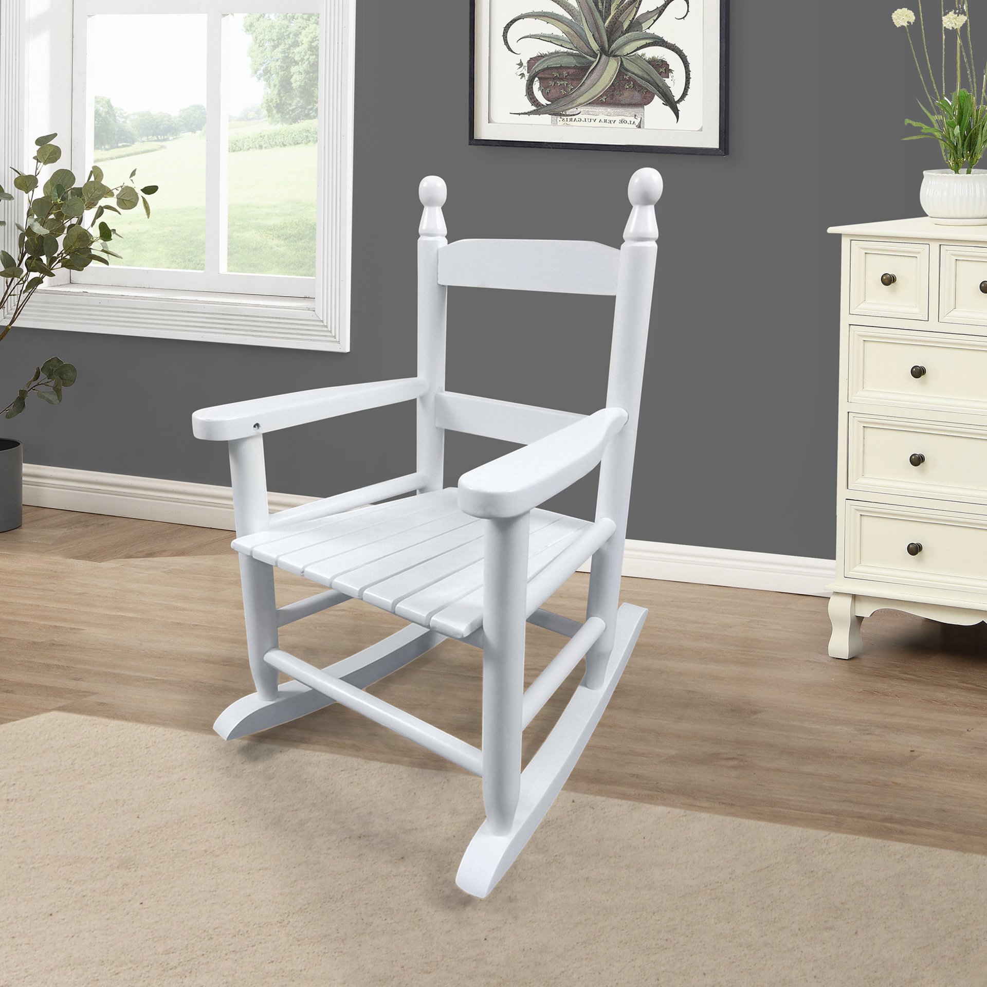 Children's Rocking Chair Indoor Or Outdoor, Suitable For Kids, Durable - White - Image 2