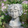 Cement Bust Wall Planter Indoor Outdoor Home Garden Decor, 8 - Gray - Image 8