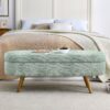 Ottoman Oval Storage Bench With Rubber Wood Legs Fabric - Cyan - Image 6