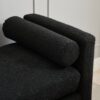Elegant Upholstered Bench, Daybed, Ottoman With Wood Legs & 2 Bolster Pillows - Black Boucle - Image 8
