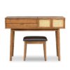 Classic Wood Makeup Vanity Set With Flip-Top Mirror And Stool, Dressing Table With Three Drawers And Storage Space - Brown - Image 5