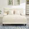Chaise Bed Lounge Sofa Chair With Adjustable Backrest And LED Light Strip - Beige - Image 5