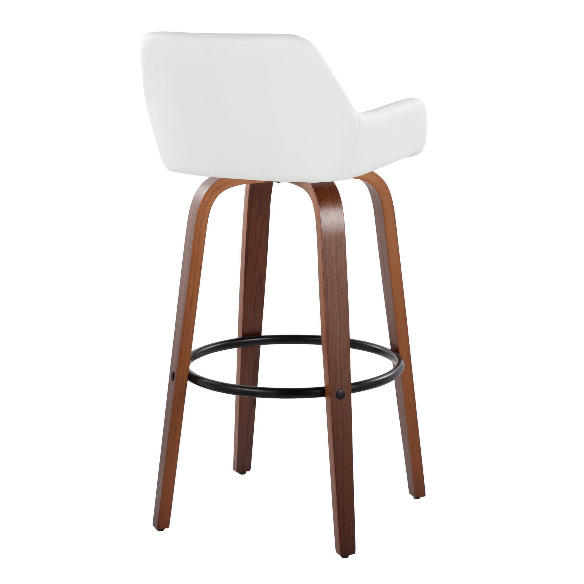 Daniella - Contemporary Fixed Height Barstool With Swivel And Round Footrest (Set of 2) - Walnut / White - Image 4