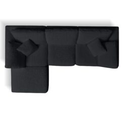 Cloud L Shape Modular Sectional Sofa With Ottoman, 3 Seater Convertible Couch - Black