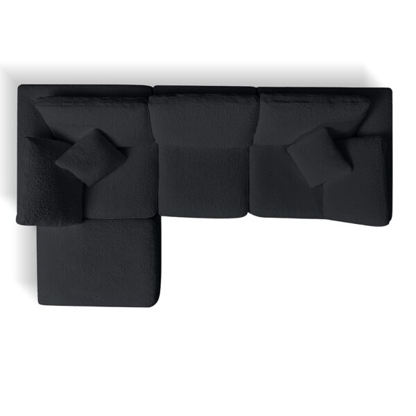 Cloud L Shape Modular Sectional Sofa With Ottoman, 3 Seater Convertible Couch - Black