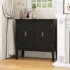 Vintage Style 2 Door Wooden Sideboard Cabinet For Living Room, Dining Room, Or Office - Black Wood - Image 4
