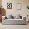 Floor Couch, Compression Sofa, Convertible Floor Sofa Bed & Pillow Back Support Armrest - Light Gray - Image 9