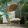 Outdoor Wicker Standing Basket Chair With Cushion - Brown - Image 2