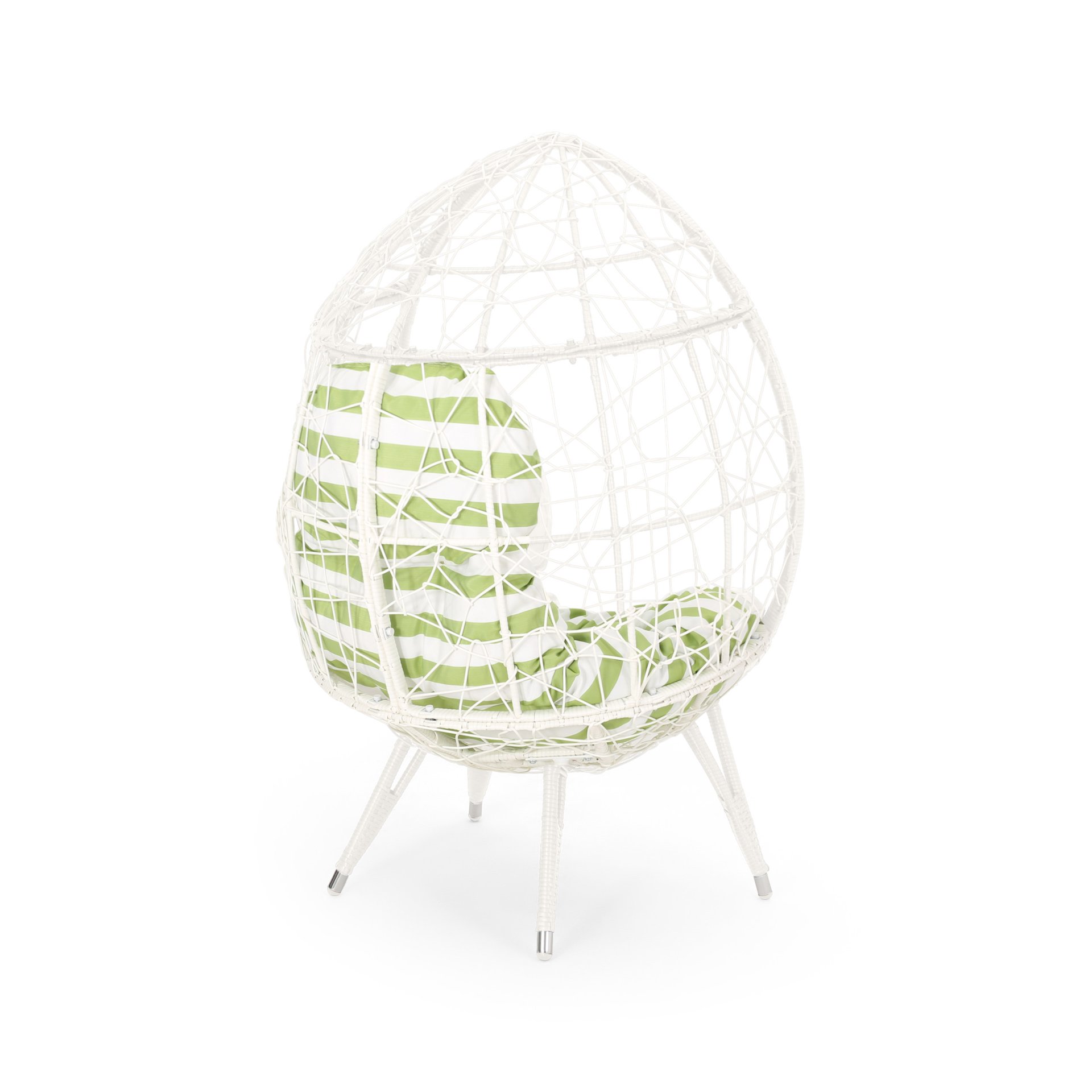 Cosmos - Round Hammered Iron Teardrop Chair - White / Green - Image 6