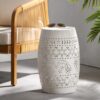 Transitional Ruby - Side Table With Lace Cut Design - White - Image 2