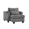 Convertible Chaise Lounge Sofa Chair Corduroy Sleeper With USB Ports, Cup Holders, Storage - Gray - Image 18