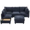 U - Shaped Sectional Sofa Modular Sofa Couch With A Movable Ottoman, A Coffee Table With Hidden Charging Devices For Living Room - Blue - Image 17