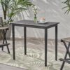 Outdoor Minimalist Acacia Wood Rectangle Bar Table - Dark Gray - Image 2