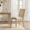 Dining Chair With Synthetic Cane Back And Upholstered Seat (Set of 2) - Natural - Image 2