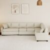 L-Shaped Sofa Convertible Sofa Bed Pull Out Sofa Sleeper With Two Back Pillows, Two USB Ports And Two Power Sockets For Living Room - Beige - Image 2