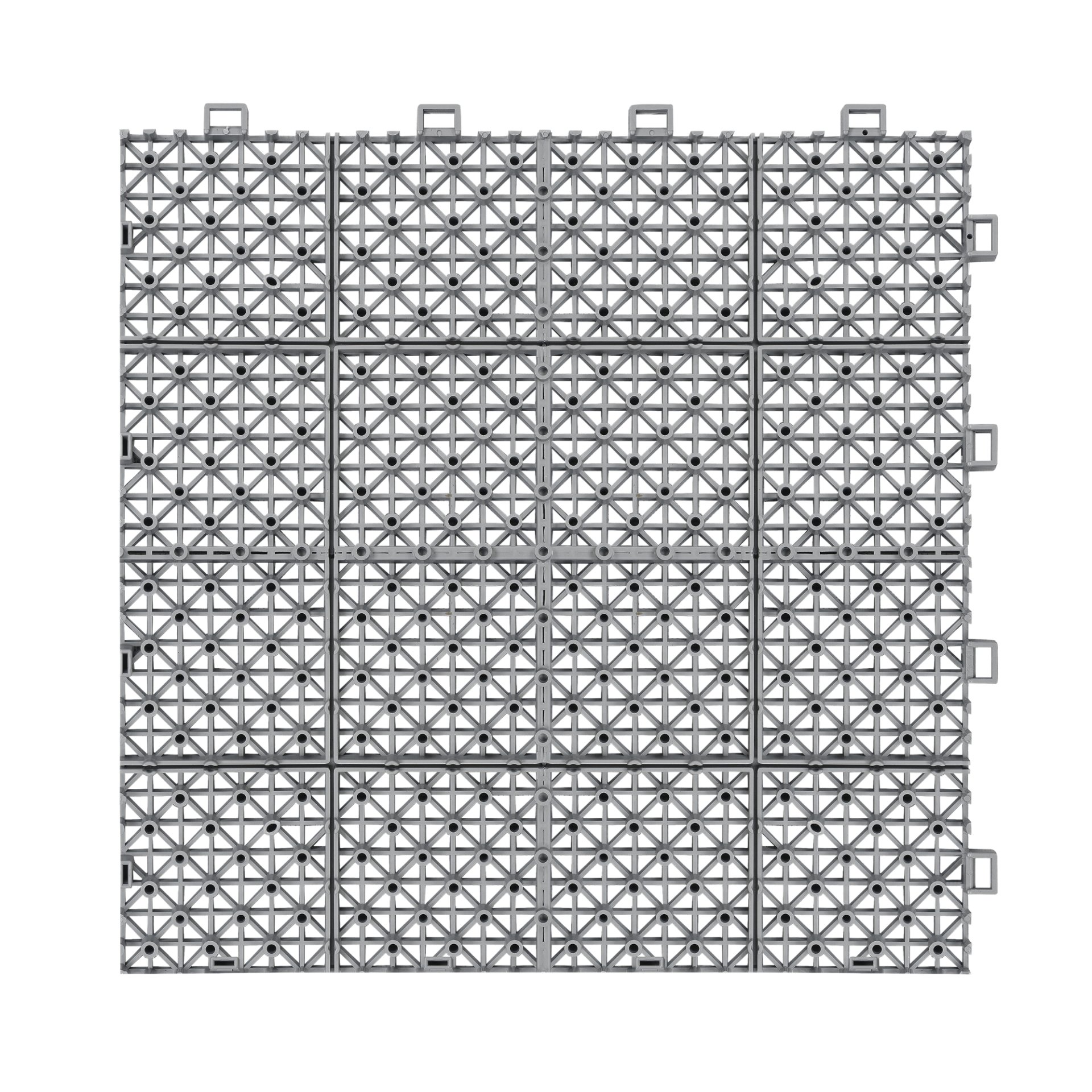 Interlocking Deck Tiles Plastic Waterproof Outdoor All Weather Anti-Slip Bathroom Shower Balcony Porch Strong Weight Capacity Upto 6613 Lbs, Rosette Pattern Pack Of 12 - Gray - Image 21