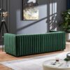 Dominic - Channel Tufted Velvet Sofa - Dark Green - Image 5