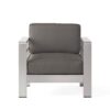 Outdoor Aluminum Club Chair With Cushion - Gray - Image 4