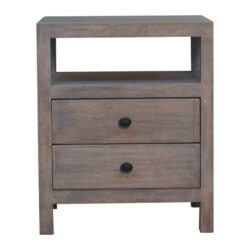 Acid - 2 Drawer Open Bedside Table - Gray Ash