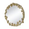 Round Metal Wall Mirror With en Leaf Accents, Modern Decor Mirror For Living Room Entryway Hallway - Gold - Image 6