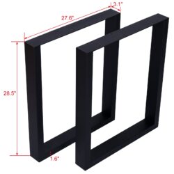 Square Table Legs 28X28", Wide Metal Table Legs, Heavy Duty Steel Desk Legs Table Leg Dining Table Legs Coffee Desk Leg (Set of 2) - Black