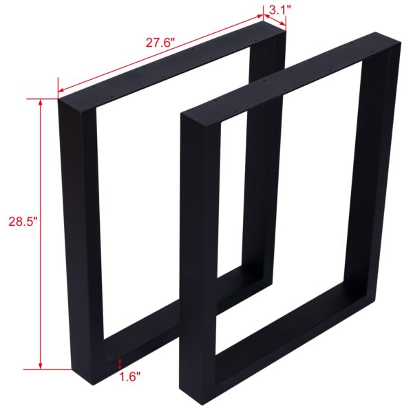 Square Table Legs 28X28", Wide Metal Table Legs, Heavy Duty Steel Desk Legs Table Leg Dining Table Legs Coffee Desk Leg (Set of 2) - Black