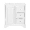 Bathroom Vanity Cabinet With Ceramic Basin, 3 Drawers And Adjustable Shelves - White - Image 11