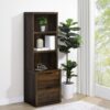 Multifunctional Bookcase With 3 Open Shelves And Locking Drawers, USB Charging - Brown / Pine Wood - Image 2