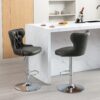 Swivel Barstools Adjusatble Seat Height From 25-33", Modern Upholstered Chrome Base Bar Stools With Backs Comfortable Tufted For Home Pub And Kitchen Island - Dark Gray - Image 15