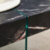 Modern Marble Patterned Coffee Table With Tempered Glass Legs Versatile Use - Black / Transparent - Image 7