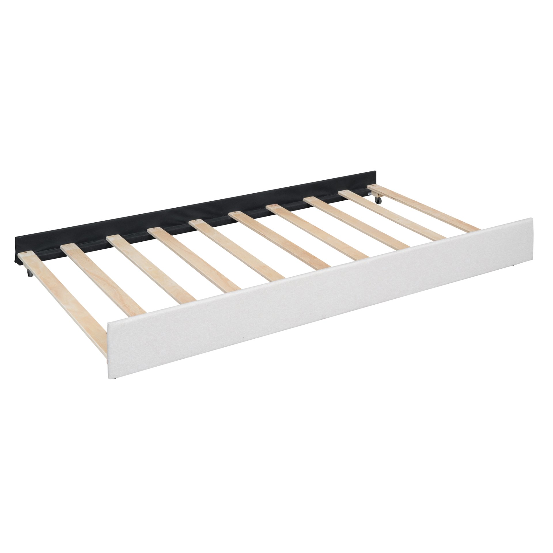 Full Size Upholstered Platform Bed With Brick Pattern Headboard, With Twin Size Trundle And 2 Drawers - Beige - Image 14