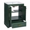 Bathroom Vanity With Ceramic Sink Combo, Modern Freestanding Storage Cabinet With Silver Handles, Soft Closing Doors - Green - Image 11