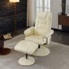 Recliner Chair With Ottoman 360° Swivel Massage Lounge Chair With 5 Point Vibration & Heated Seat 140° Adjustable Recliner - Beige - Image 11