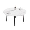 59.05" Modern Man-Made Stone Round Metal Dining Table-Position For 6 People - White / Black - Image 9