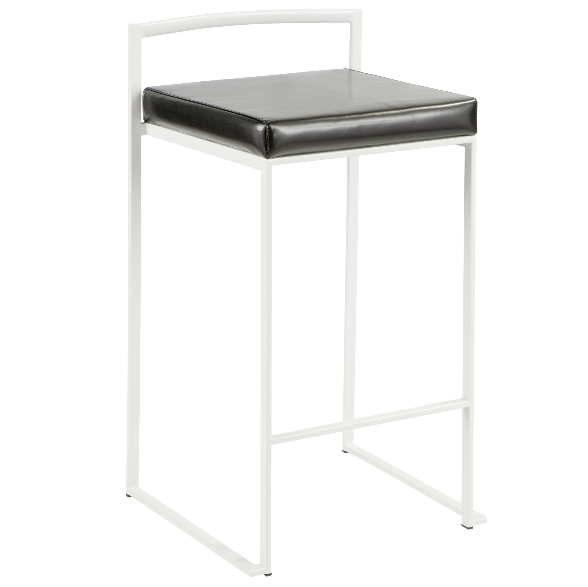 Fuji - Contemporary Stackable Counter Stool (Set of 2) - Black / White - Image 2