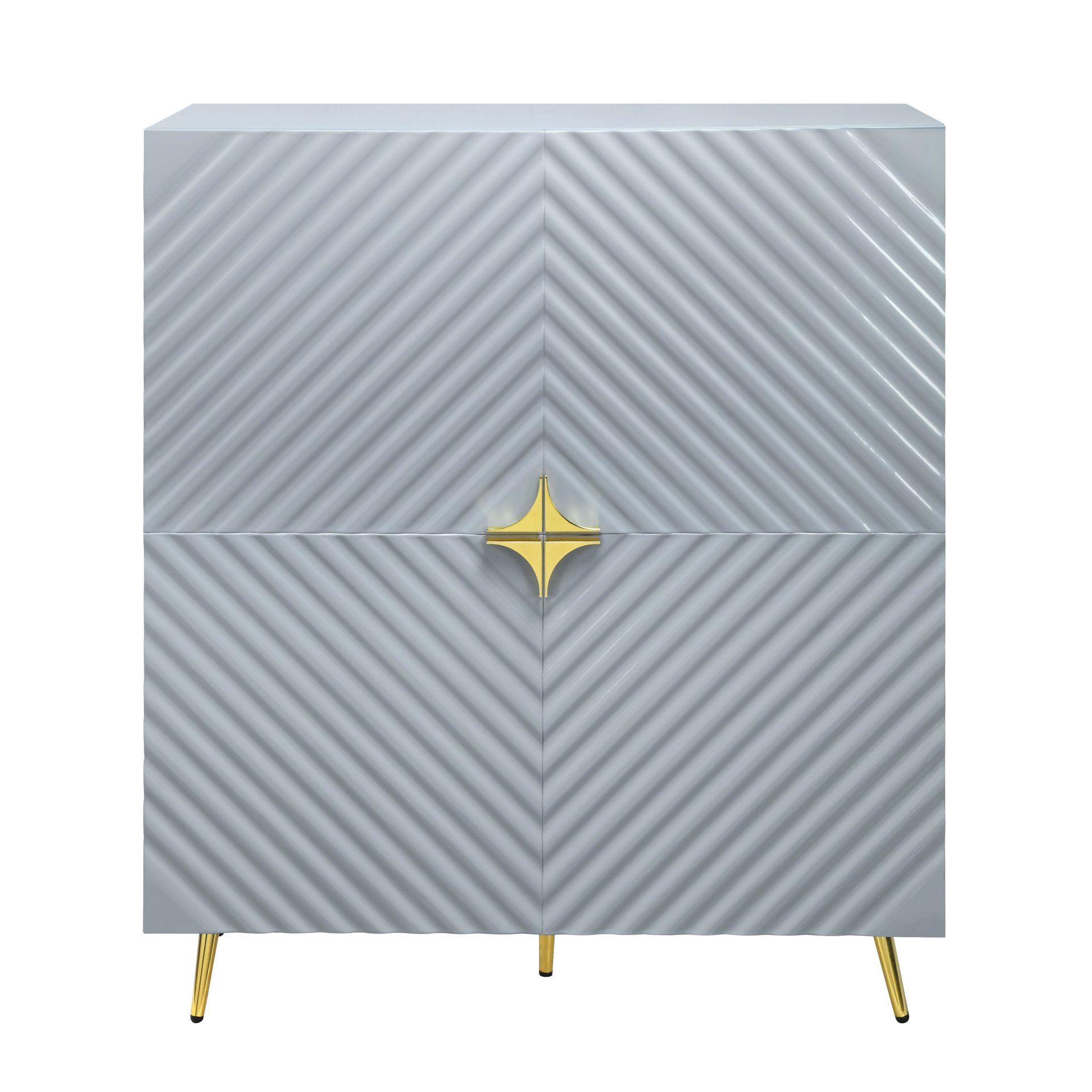 Gaines - High Gloss Accent Cabinet - Gray - Image 7