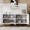 Creative Carved 4 Door Sideboard With Handleless Press To Open Design - White - Image 6