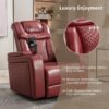 270 Degree Swivel Power Recliner With Tray Table, Phone Holder, Cup Holder, USB Port - Red - Image 5