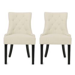 Cheney - Contemporary Dining Chair (Set of 2) Tufted Fabric Upholstery - Beige