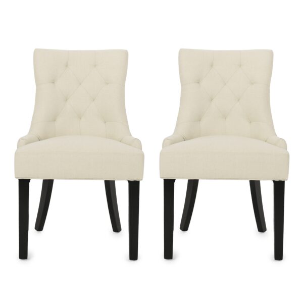 Cheney - Contemporary Dining Chair (Set of 2) Tufted Fabric Upholstery - Beige