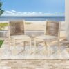 Cordoba - Dining Chair (Set of 2) With Acacia Wood Frame And Water Repellent Fabric - Beige / Yellow - Image 2