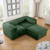 Modern Chenille 2 Seater Sofa With Ottoman Storage Cylindrical Backrest And Armrests - Green - Image 2