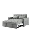Modern Velvet Convertible Loveseat Futon Sofa With Pullout Bed, Reclining Backrest, Toss Pillows, And Pockets - Gray - Image 12