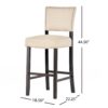 Barstools With Rivet Decoration (Set of 2), Wood Frame, Bar Chairs For Kitchen Island - Beige - Image 3