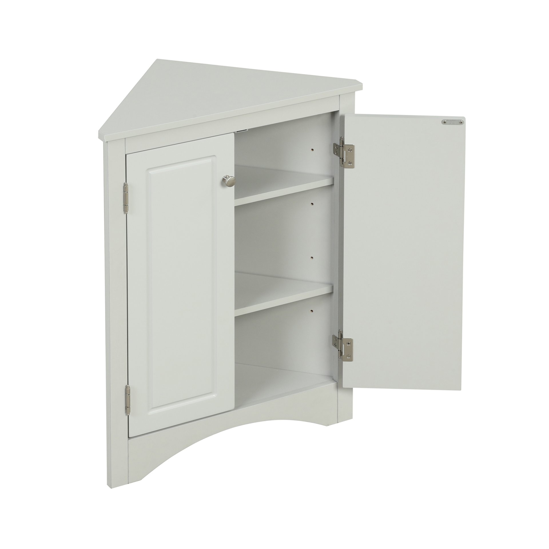 Triangle Bathroom Storage Cabinet With Adjustable Shelves, Freestanding Floor Cabinet For Home Kitchen - Gray - Image 14