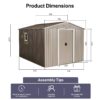 8Ft x 10Ft Outdoor Metal Storage Shed With Metal Floor Base, With Window - Gray - Image 8