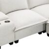 Modern Sectional Cloud Sofa With Console USB Charger Reading Light Cup Holder, Wide Seat 4 Seat Modular Couch Storable Indoor Funiture - Beige - Image 8