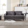 Mid Century Modern Chenille Fabric Loveseat Sofa, 2 Seat Upholstered Couch, Brown Wood Feet - Gray - Image 4