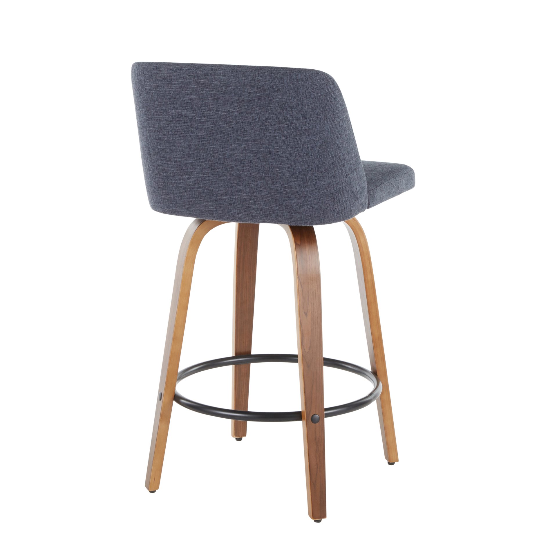 Toriano - Mid-Century Modern, Counter Stool (Set of 2) - Blue / Walnut - Image 4